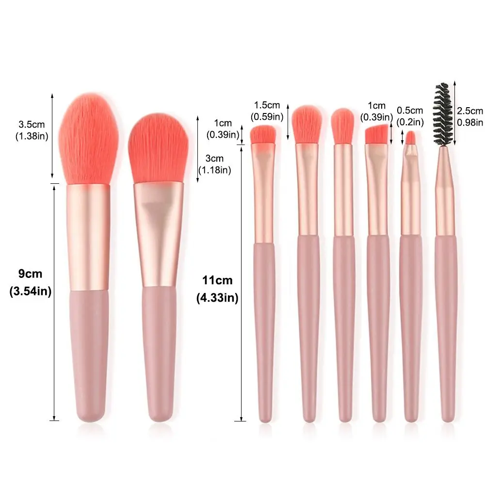 Set van 8 make-upborstels met zachte haren Premium synthetische ooggezichtsschoonheid make-up tools met tas Foundation Brush