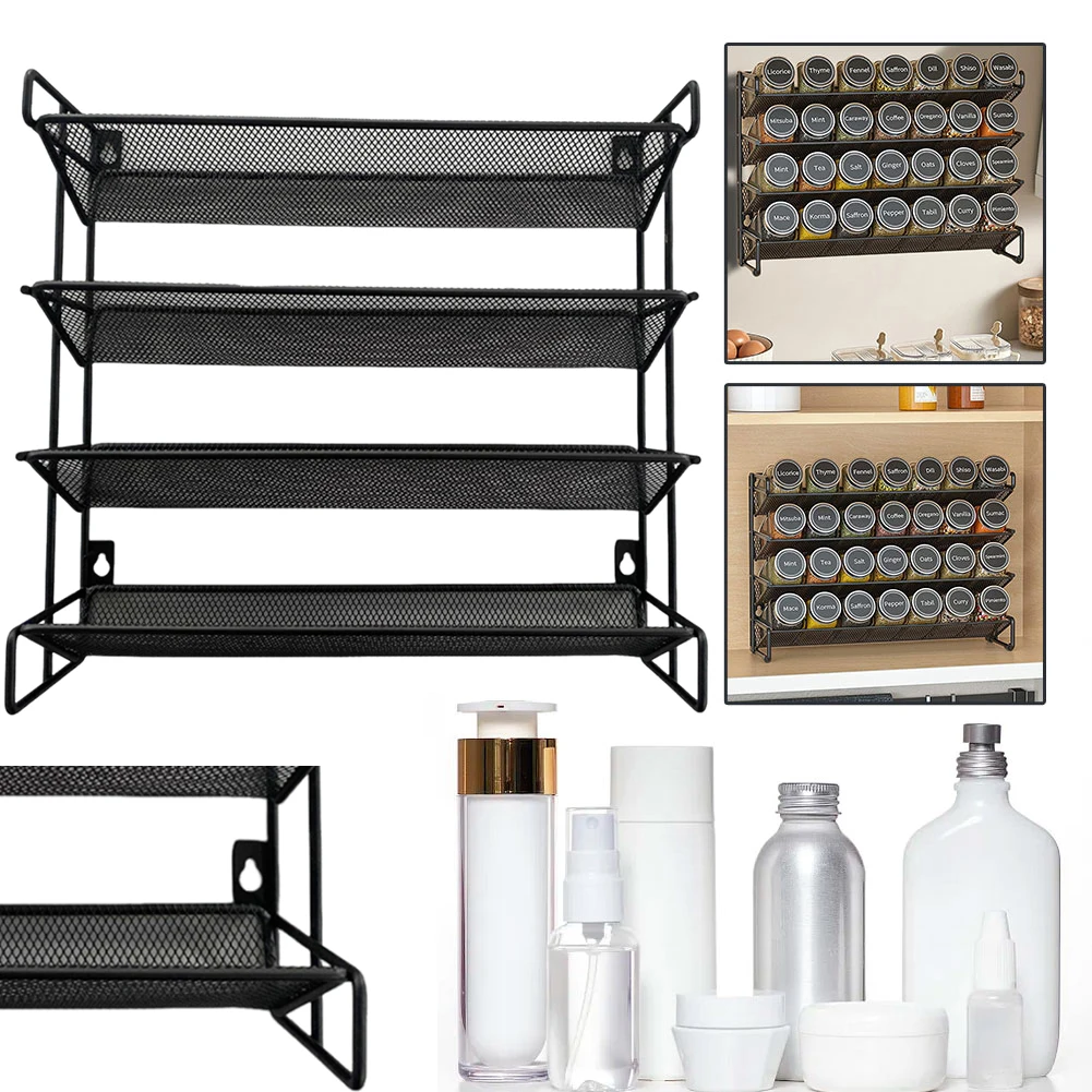 

4 Tier Spice Rack Space-Saving Metal Seasoning Organizer Spice Storage Holder for Kitchen Cabinet Countertop