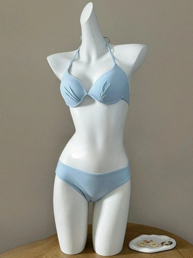 French Sexy Fashion Spicy Girl Bikini Sets Women Vintage Chic Party Hottie Swimsuit Korean Style Fairy Y2k Solid Swimwear 2026