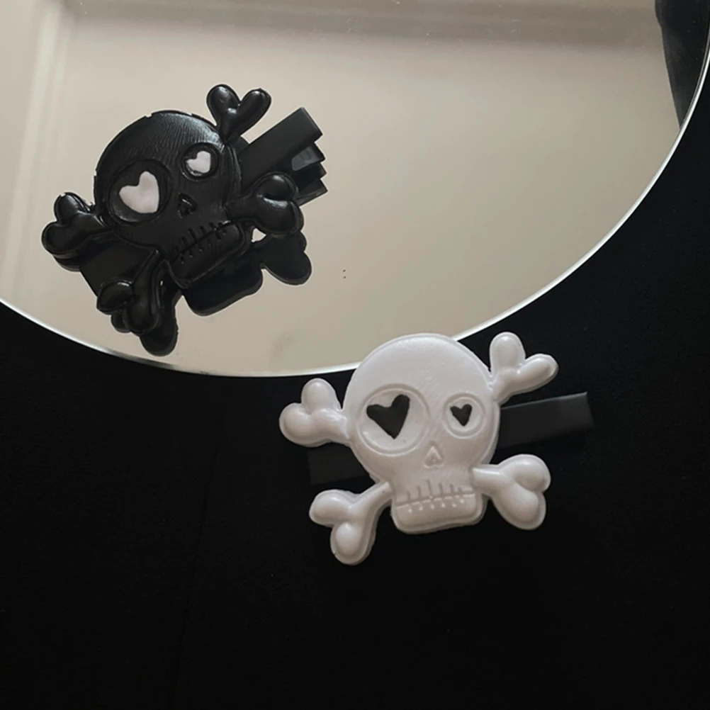 

2Pcs Hair Clip Plastic Skull Hairpins Halloween Costume Party Hair Accessories Punk Style Barrette Skull Hairpin