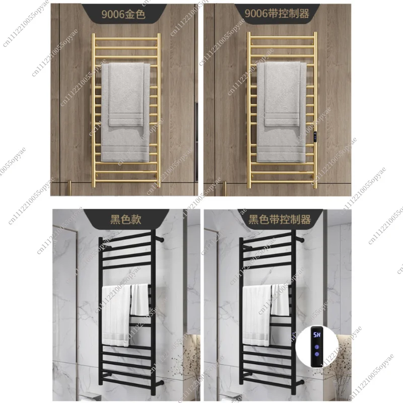 Bathroom 304 Stainless Steel Electric Heated Towel Rack, Waterproof IP56 Wall-Mounted Warmer with Timer/WiFi Controller