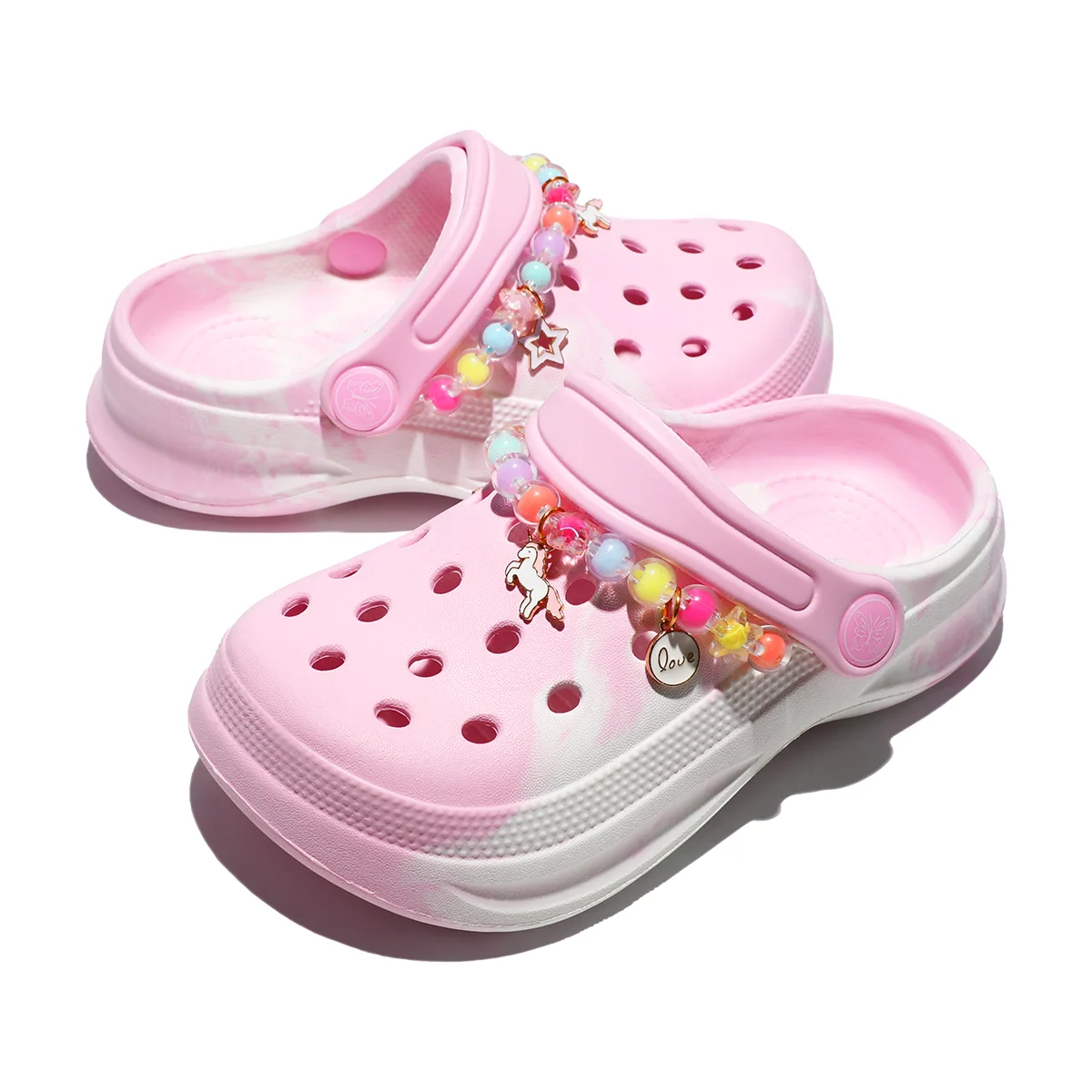 Kids Slip-On Clogs and Mules - Breathable, Waterproof, EVA Garden Shoes with Decorative Chain for Beach and Everyday Wear 168