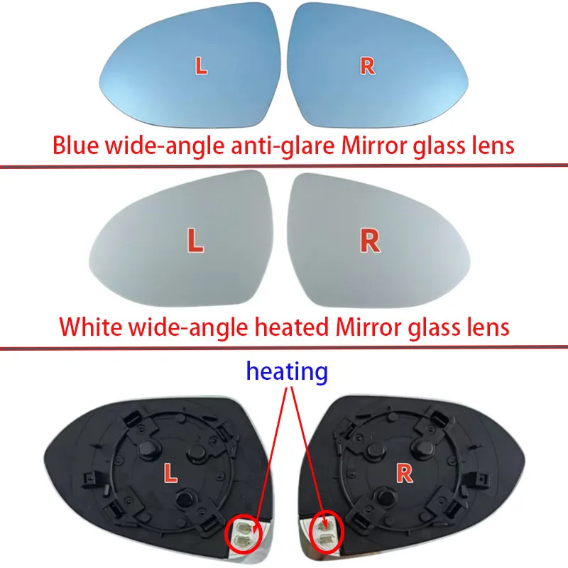 For Toyota GR86 (ZN8) 2021-2026 and Subaru BRZ (ZD8) (2021-2026 Car Left/Right Rearview Wide-Angle Heated Mirror Glass White/Blu