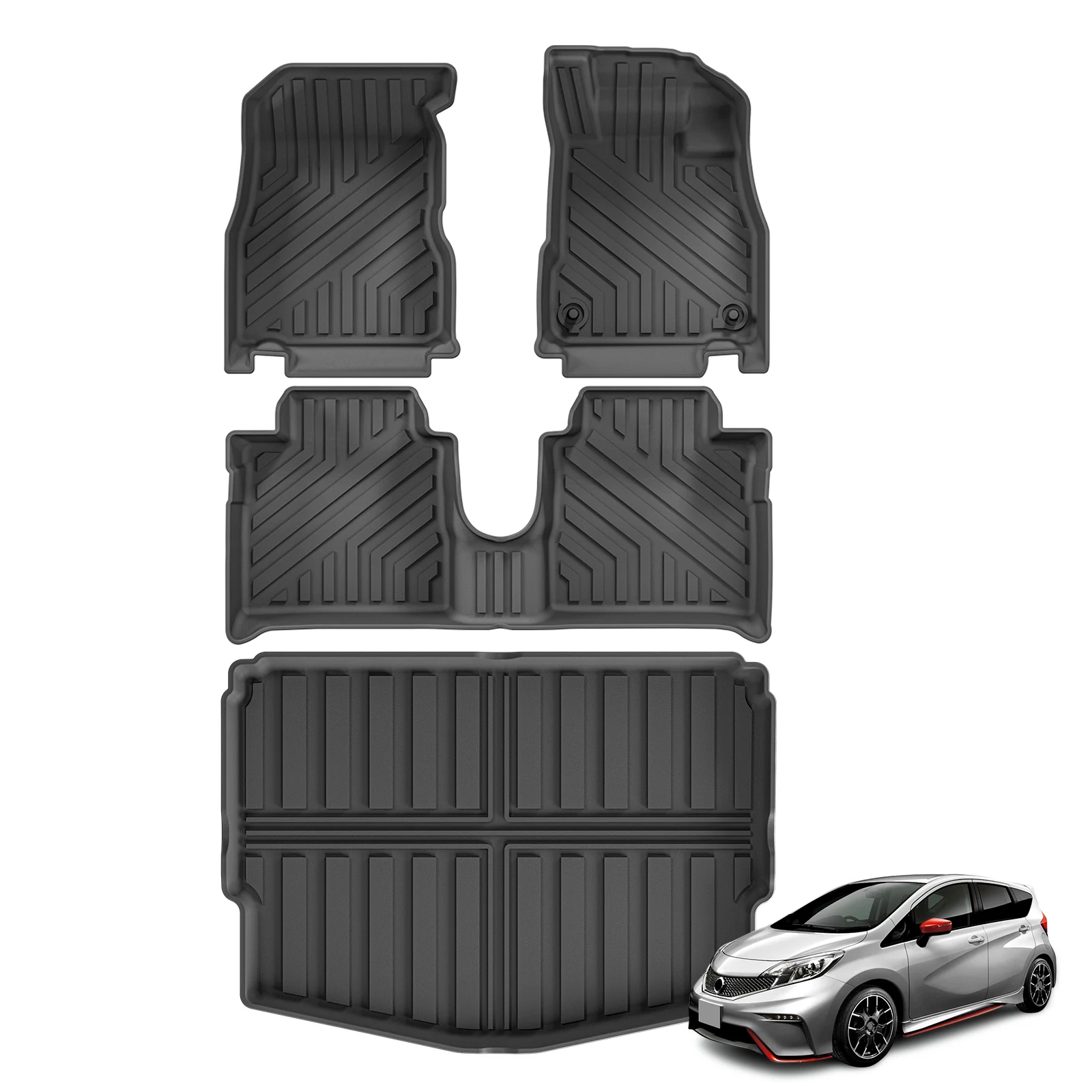 Right Drive for Nissan Note E12 Fuel 2012-2019 TPE 3D Car Floor Mats Cargo Liner Trunk Pad All-Weather Accessories Black