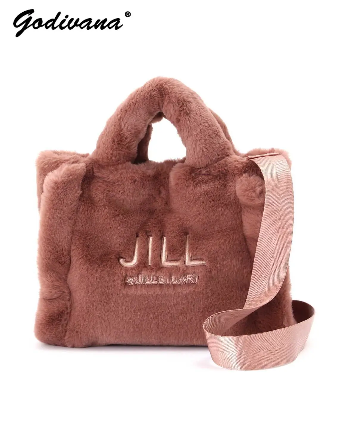 

Japanese 2024 Autumn and Winter New Plush Handbag Women's Versatile Furry Shoulder Messenger Tote Bag Letters Girls Cute Handbag