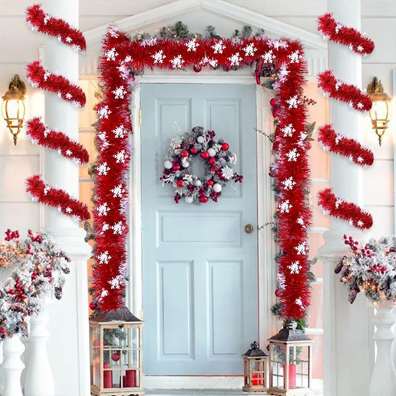 2 متر الأكثر مبيعا زينة عيد الميلاد ندفة الثلج بهرج جارلاند احتفالي حفلة اللافتات الحلي شرائط روبيا سقف معلق #5