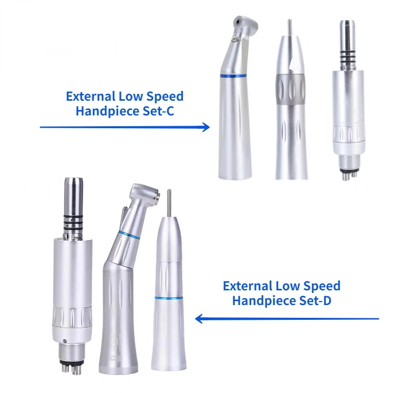 

HEXION LED Dental Contra Angle E-Tape Low Speed Handpiece Push Button Internal Water Spray 2/4 Holes Low Noise Dentisty Kits