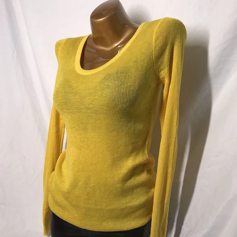 

Удобный облегающий вязаный свитер, тонкий длинный свек, круглый, Ne Base irt, женский, новинка 2020, осень-зима, хлопок, цвет