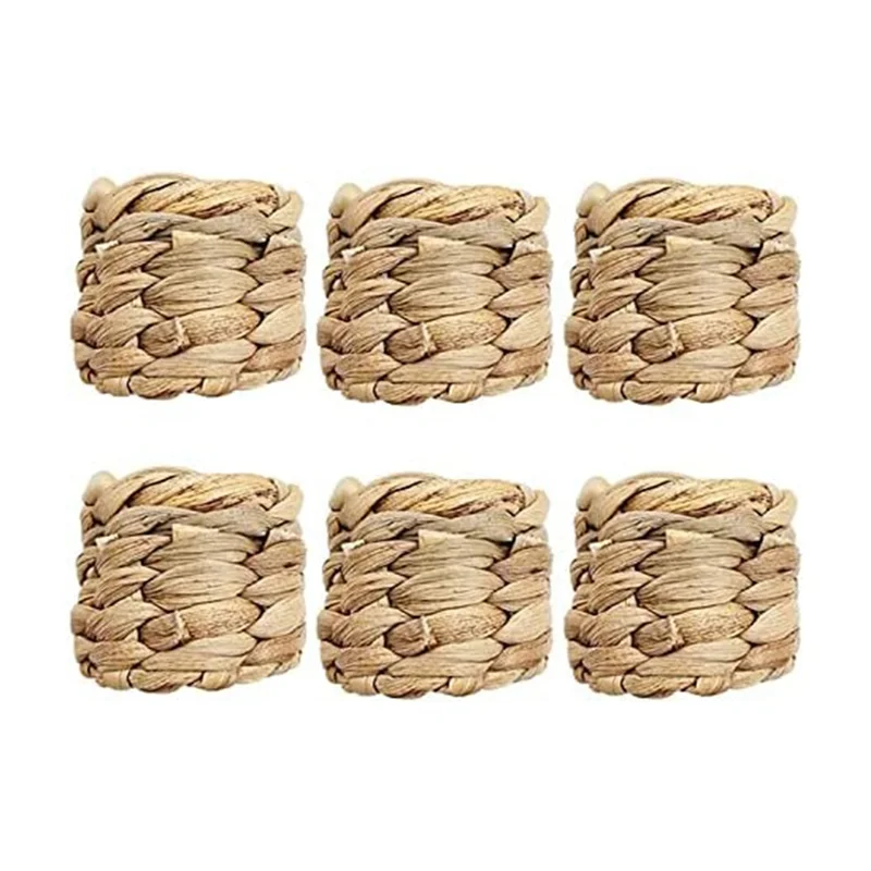 6 Piece Woven Napkin Rings Set, Rustic Napkin Rings, Handmade Napkin Rings, Natural Napkin Rings, for Table