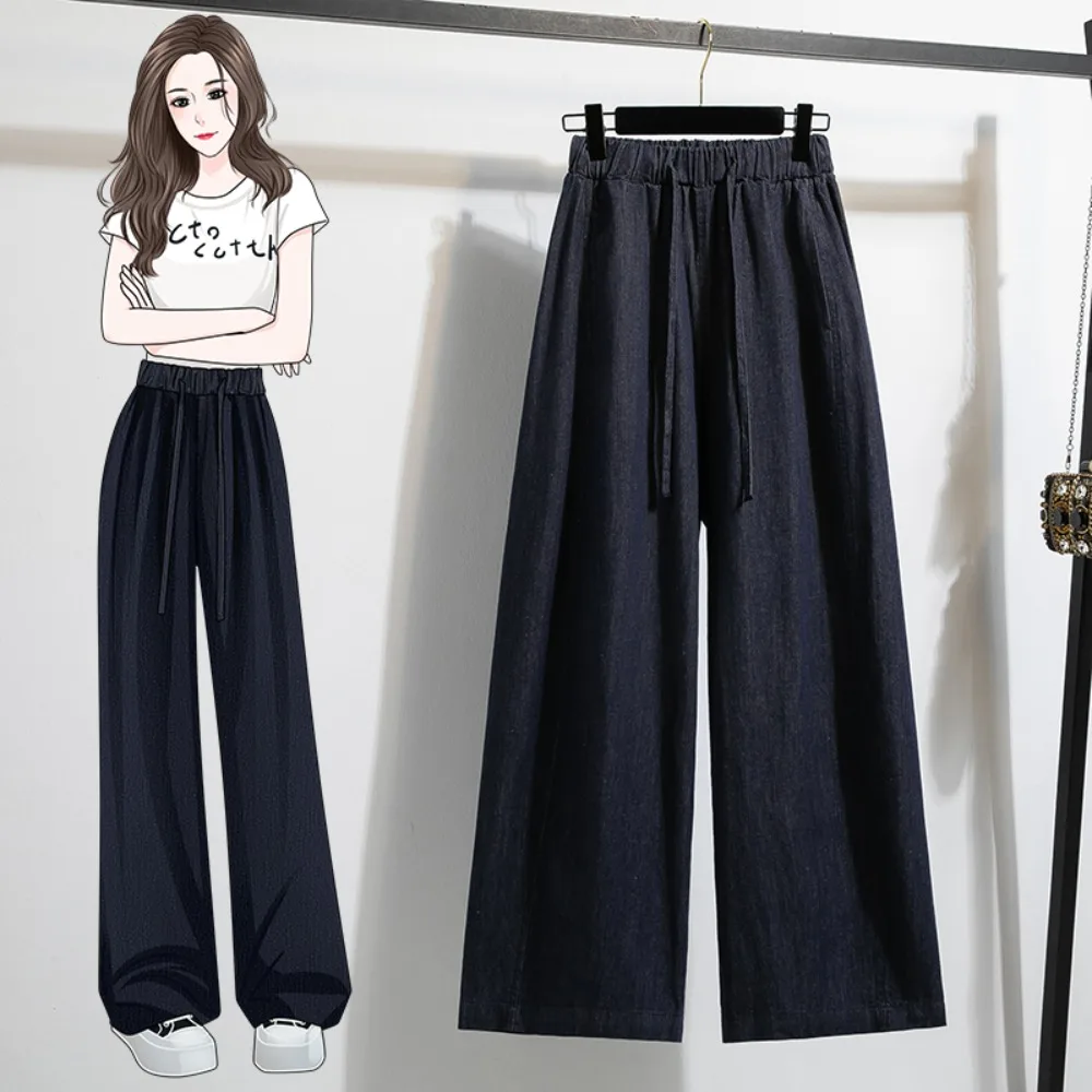 

Casual High Waist Chic Draw String Slim Straight Tube Full Length Pants Korean Fashion sports Plus Size Clothing