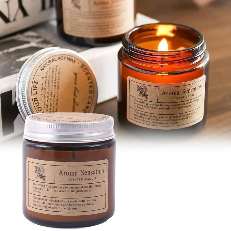 1 Stück braune Glasbecher-Aromatherapie-Kerze, rauchfreie Duftkerze, geeignet für Heimdekoration, Geburtstag, Valentinstag, Geschenk