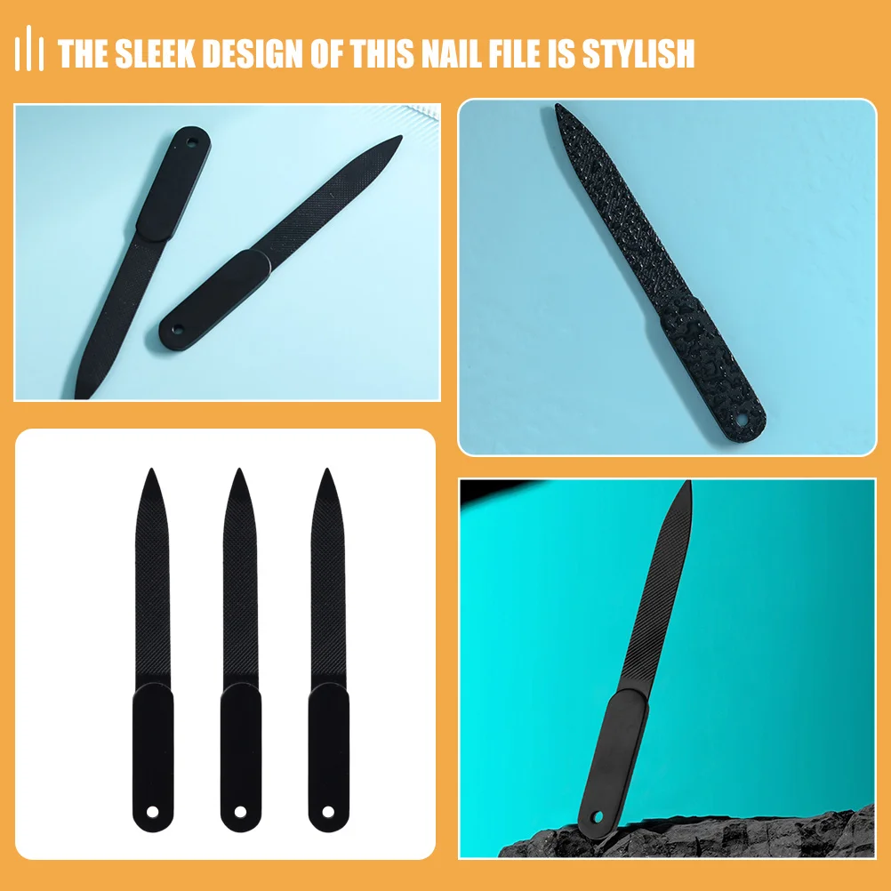 

3pcs Stainless Steel Nail Files Portable Manicure Tool For Natural Acrylic Nails Fine Sanding Surface Salon Quality Pedicure