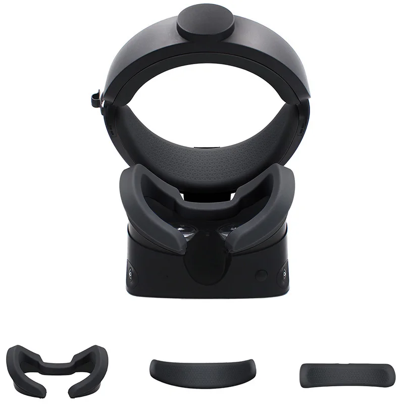 VRフェイスパッドとフロントリアフォーム、リフト用シリコンカバーsメガネアイマスク、ブラックフェイスマスクアクセサリー、3 in 1