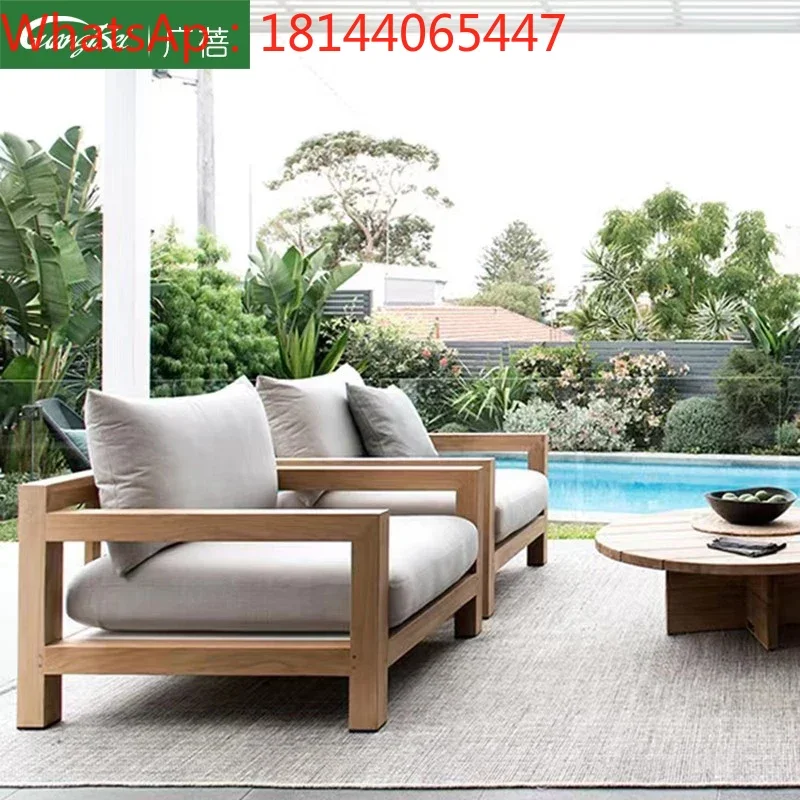 Customized outdoor teak creative sofa hotel sofa beach courtyard villa furniture anticorrosive solid wood coffee table