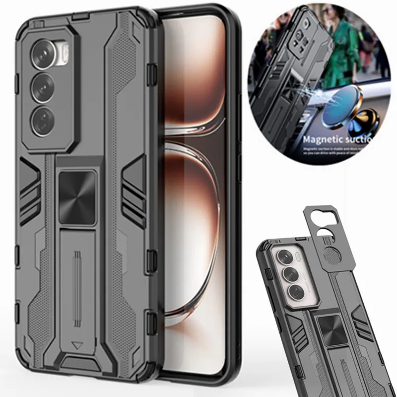 For OPPO Reno 12 5G Case Shockproof Armor Camera Lens Protection Cover For Reno 12 Reno12 5G Magnetic Ring Stand Bumper Cases