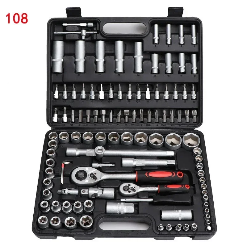 94PCS/108PCS Car Repair Tool Set Auto Repair Tool Kits Sockets Set Bit Set Ratchet Spanners Wrench