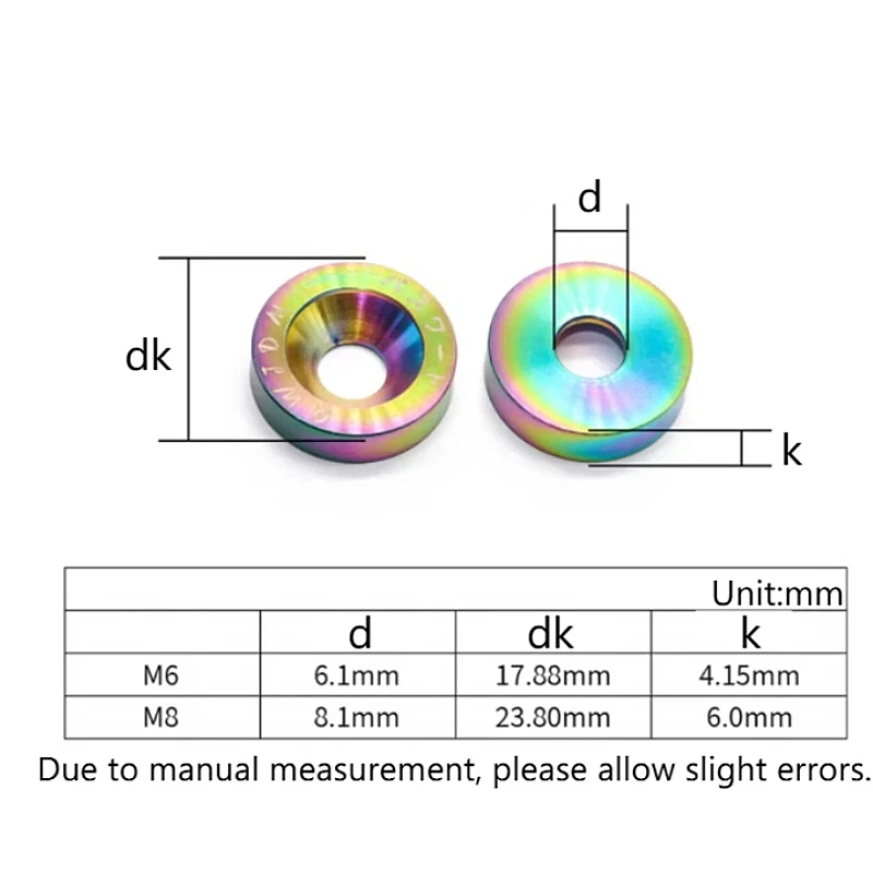 M6 M8 304 Stainless Steel JDM Fender Washers Modification Gasket Bumper Engine License Plate Concave Decor Screw Washer
