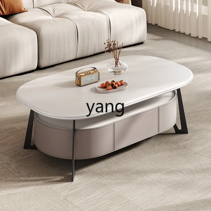 LMM Italian minimalist technology stone coffee table combination technology stone countertop household light luxury coffee table