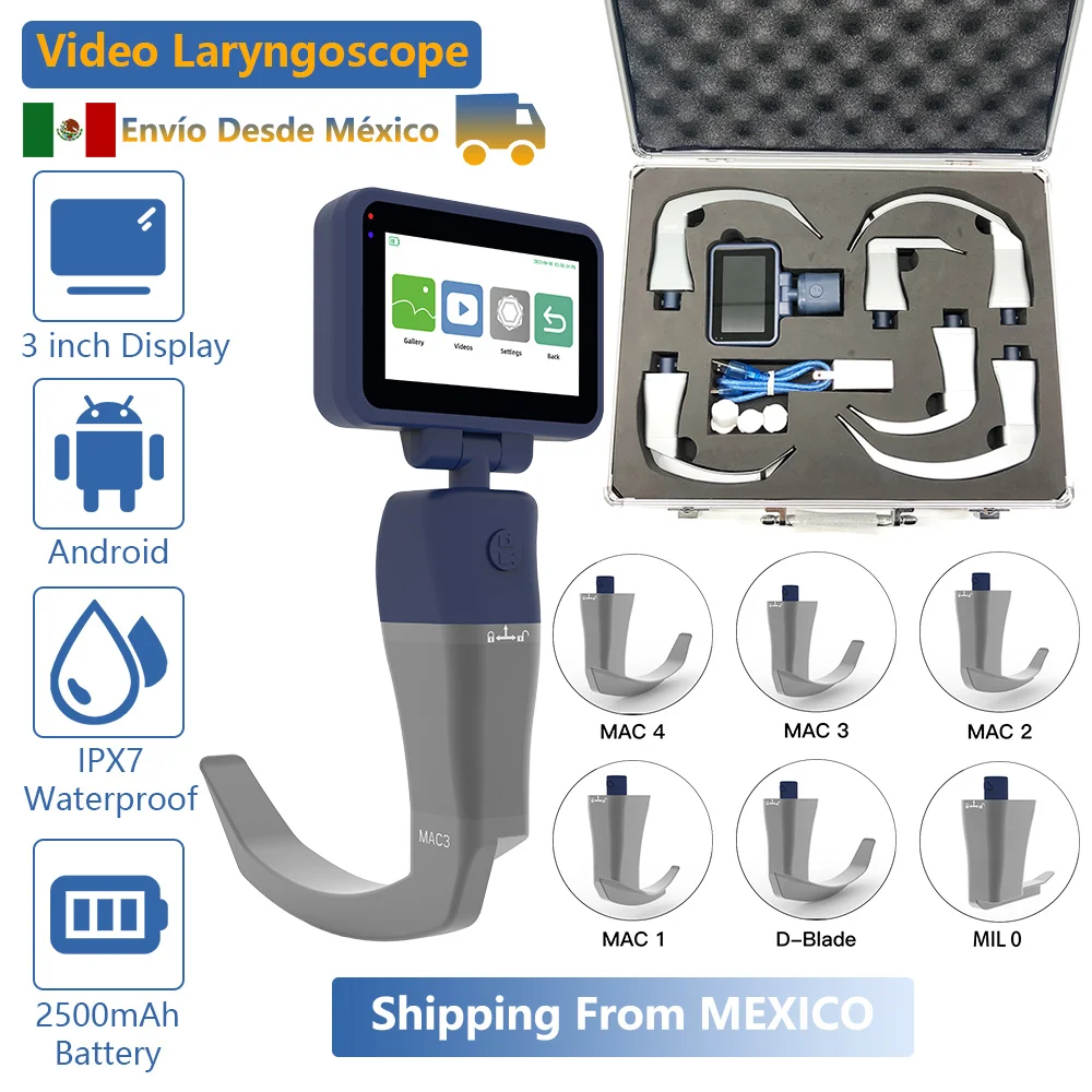 

CR-32 Reusable Video Laryngoscope with 6 Blade, 3.2 inch LCD High-Definition Display, Shipping Form Mexico Local Warehouse