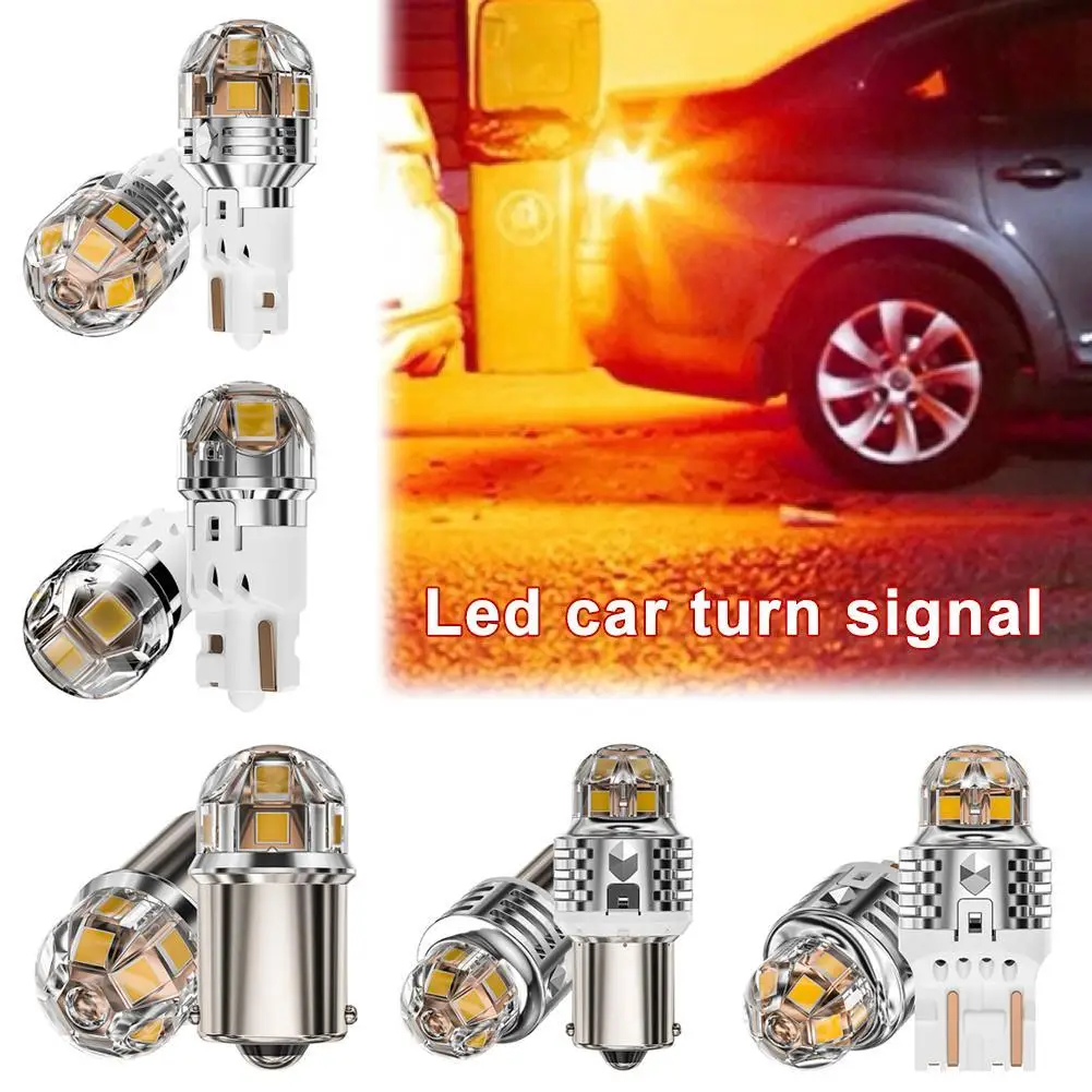 2pcs LED Car Turn Signal For T10 W5W Brake Light White Reverse Halogen Lamp Non-polarity 6000K License Plate Lighting White