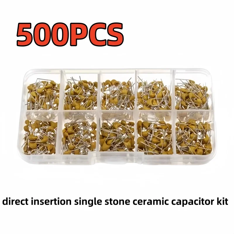 500PCS 10values * 50PCS 0.1uf -10uf with box direct insertion single stone ceramic capacitor kit mixed single stone capacitor se