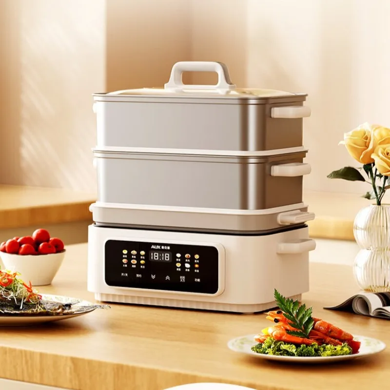 Electric steamer, stewing and cooking all-in-one electric cooker, all-steel multi-functional hot pot