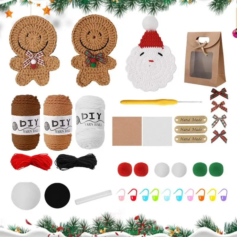 

Knitting Crochet Kit Kid Crochet Beginner Kits Santa Crochet Beginner Kits Gingerbread Man Knitting Crochet Kit Includes 3