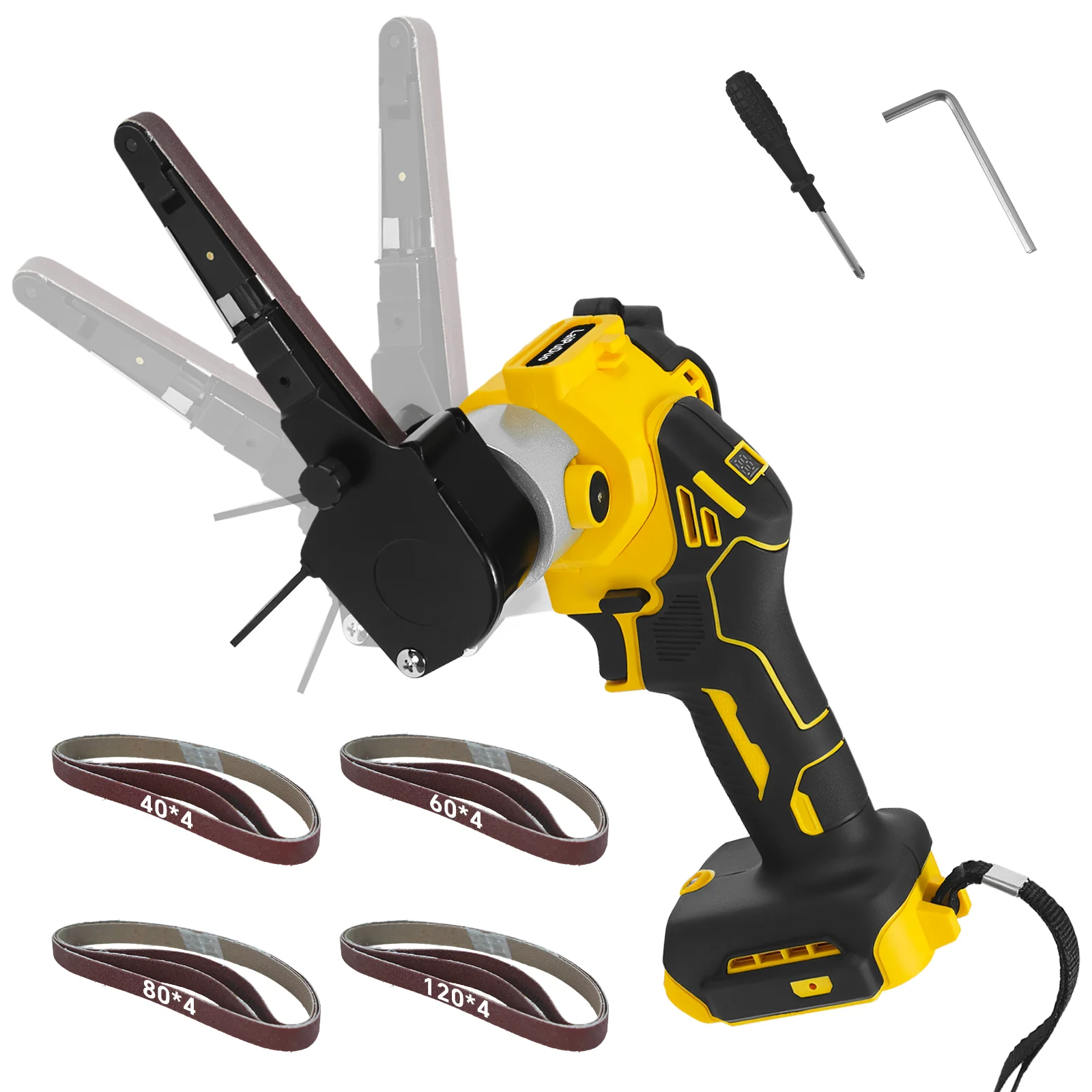 Brushless Cordless Belt Sander 680W Handheld Mini Detail Sander with 360° Adjustable Head Wood Metal DIY For Dewalt 20V Battery