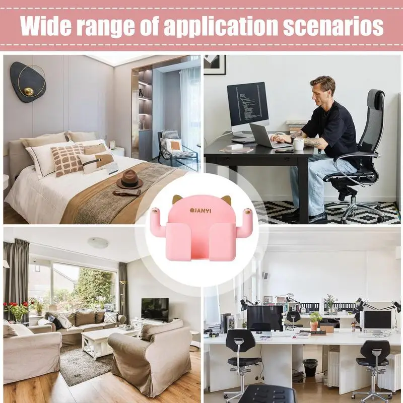 ที่วางโทรศัพท์แบบมีกาวในตัวอุปกรณ์ยึดโทรศัพท์สำหรับห้องน้ำห้องน้ำห้องครัวแบบไม่ต้องเจาะติดผนัง