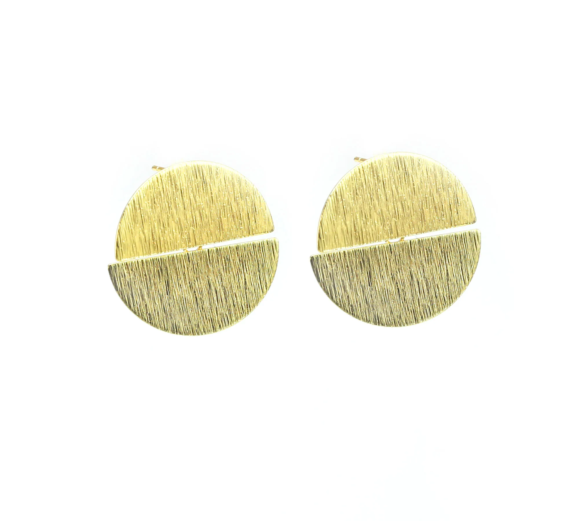10pcs - Textured Round Earrings, Dangling Stud Earrings, Half Round Earrings, Jewelry Supplies, Real Gold Plated - GS243 GS244