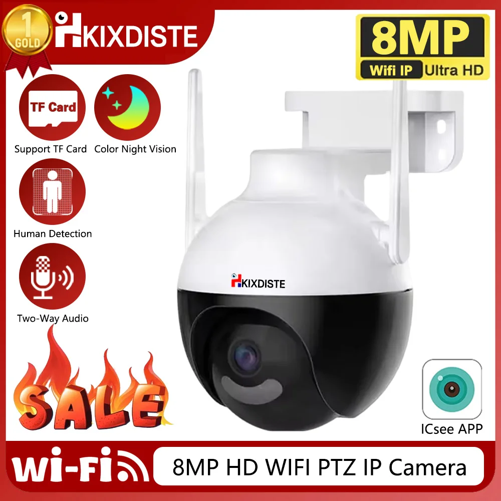 

4K 8MP Ultra HD PTZ WIFI Camera AI Human Detection Two-Way Audio 4MP Security Camera Outdoor ICSEE Wireless IP Camera H.265