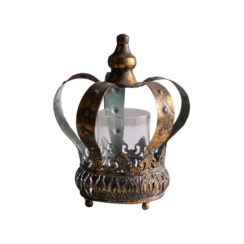 French hollow candlestick props creative crown shape dining table ornament atmosphere candlestick