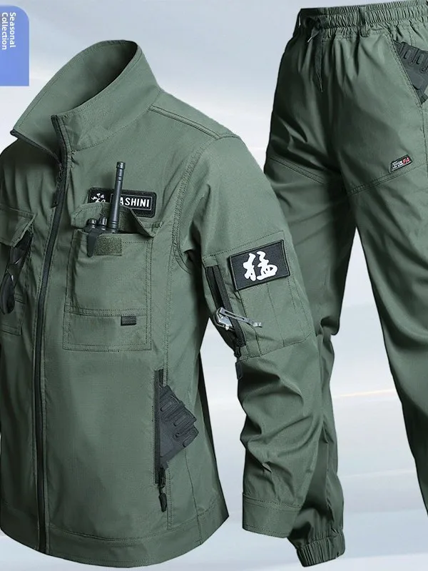 Lightweight Summer Men's Work Uniform Set Camouflage Mesh Breathable Wear-Resistant Workwear Jacket And Pants Factory Workshop