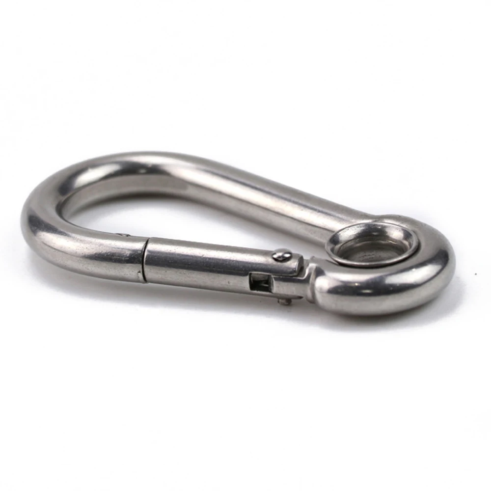 304 Stainless Steel Carabiner Carbine Snap Hook with Eyelet Spring Buckle Key Ring M4 M5 M6 M7 M8 M9 M10 M11 M12 M14