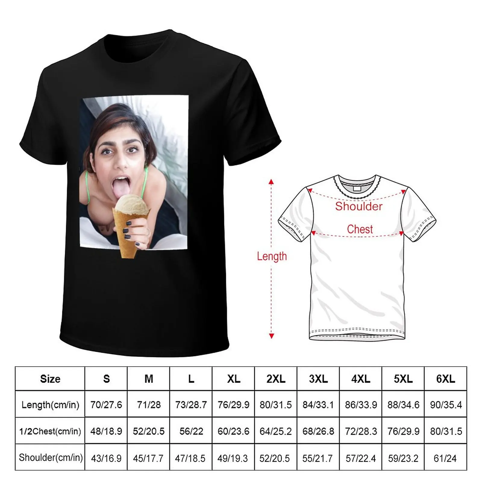 Mia Khalifa eats Ice cream T-Shirt Oversized t-shirt heavyweight t shirts Men\'s clothing