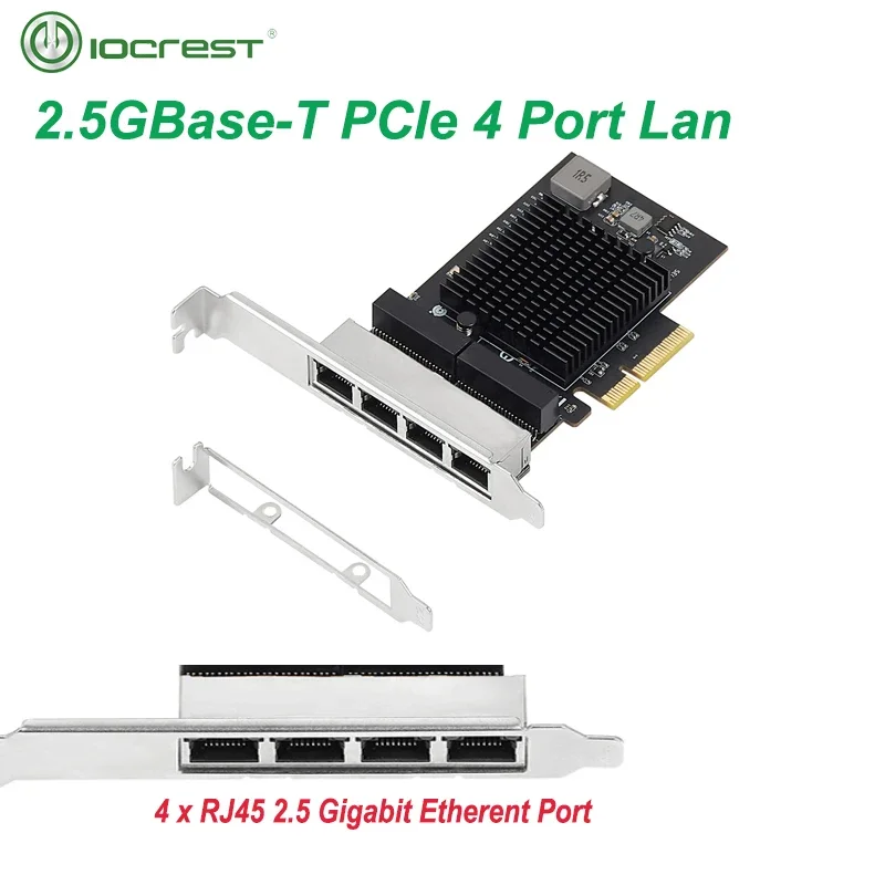 

2.5G/1G 4 Port PCIe RJ45 Lan 10/100/1000/ 2500Mbps Realtek Chip Quad Server Network Card 2.5 Gigabit Ethernet Wired Game NIC