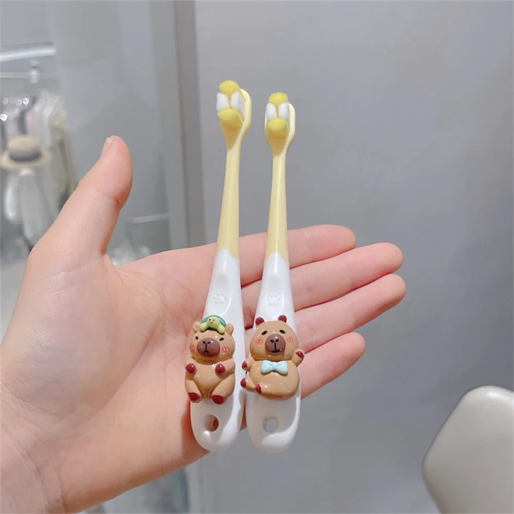 Anime Capybara Toothbrush Eco-Friendly Capybara Cartoon Children Toothbrush Toothed Care Soft Fibre Hair Cleaning Oral Tool