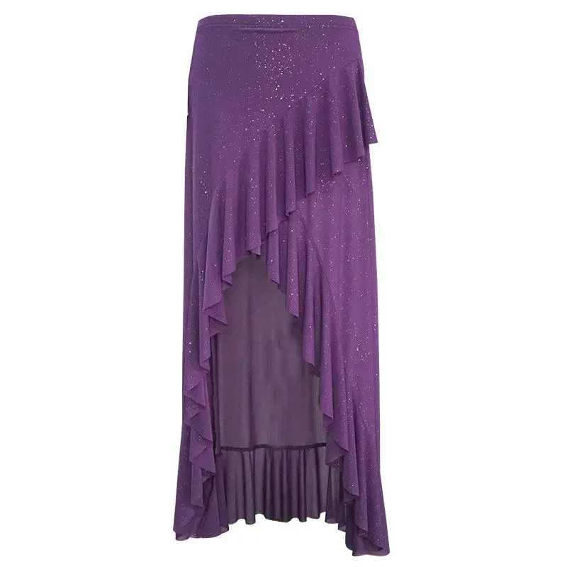 

New Belly Dance Skirt Lower Body Skirt Sequin Netting Fringed Flowy Long Skirt Oriental Dance Costume