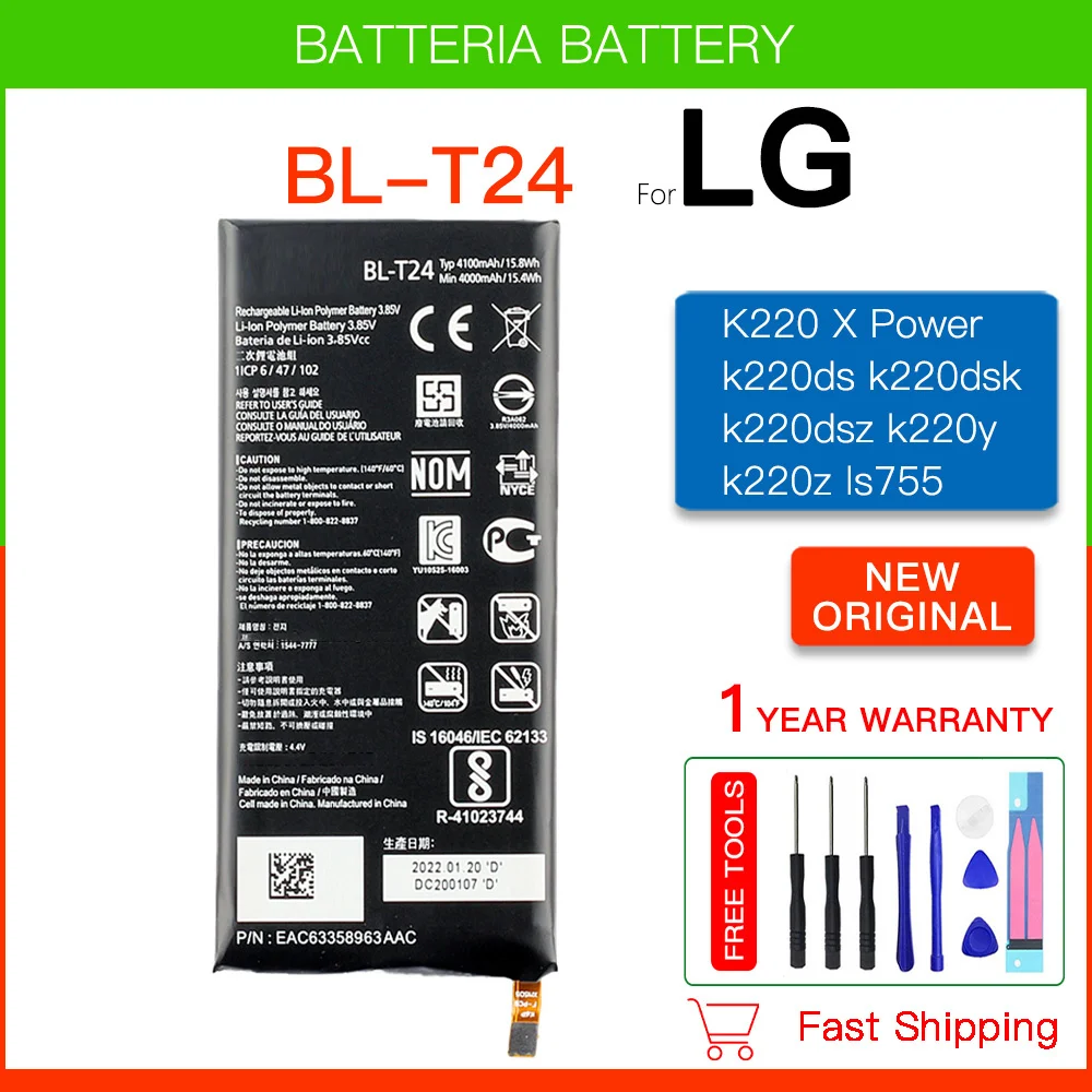 

Original Replacement Battery BL-T24 4100mAh Battery For LG K220 X Power k220ds k220dsk k220dsz k220y k220z ls755 +Free Tools