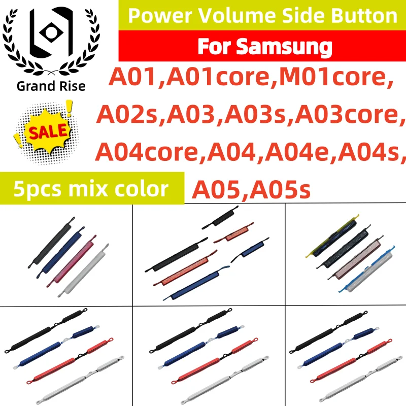 

5 set Side Volume Button + Power on / OFF Button Key for Samsung A01 M01 CORE A02 A02S A03 CORE A03S A04 CORE A04E A04S A05 A05S