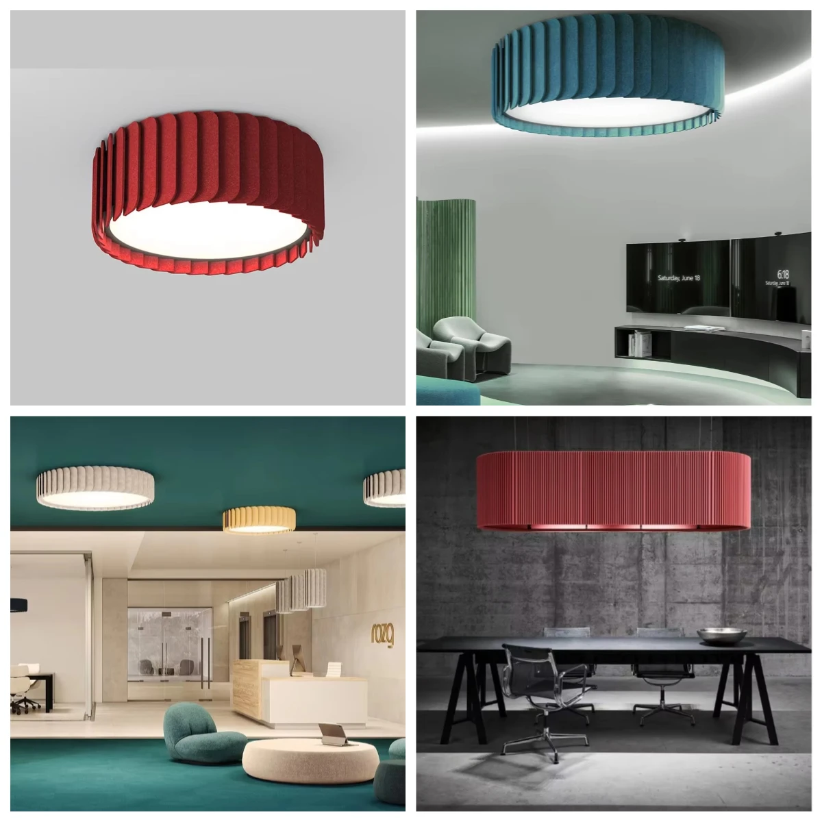 *(2-piece set)Modular Installation Design Smart Dimming System 20W Acoustic Linear  Pendant Light 3000K for Smart Bedrooms