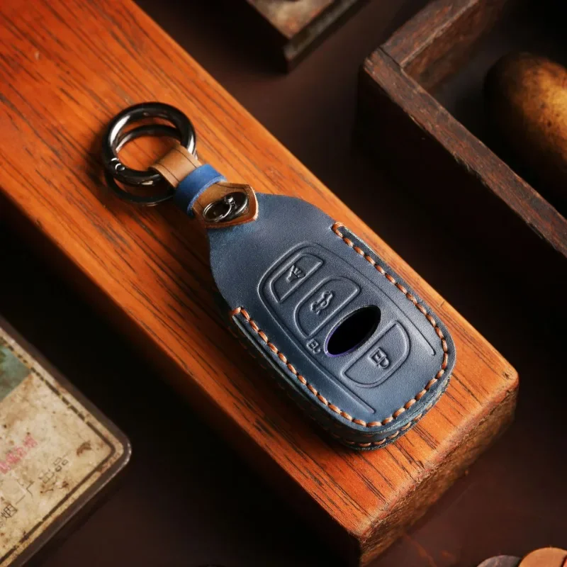 New Retro Genuine Leather Car Key Case Handmade Purse Cover For Subaru Forester Outback Legacy High-end Key Bag Car Accessories