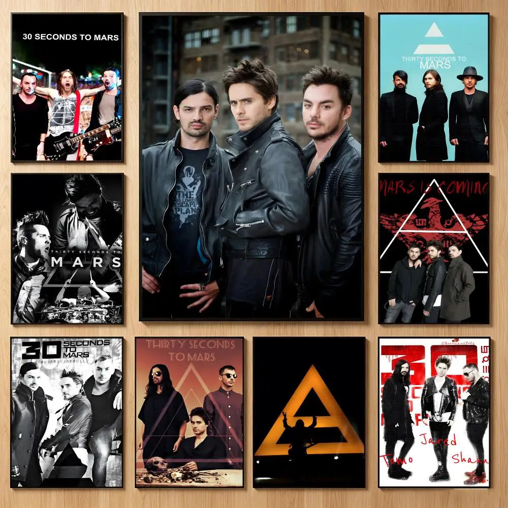 Alternative Rocker T-Thirty Seconds To Mars Poster Classic Self-Adhesive PP Wall Sticker for Living Room Bar Decor Gift