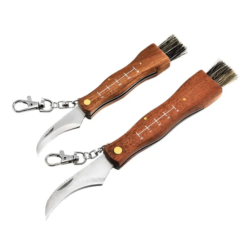 Stainless Steel Mushroom Knife, Wall Paper, Wood Handle, Sickle Pocket Knife