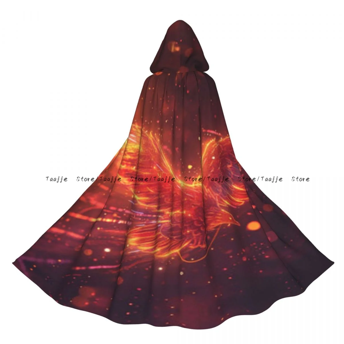 

Witch Long Hooded Robe Phoenix Cosmic Background Halloween Cloak Cosplay Costumes for Adult