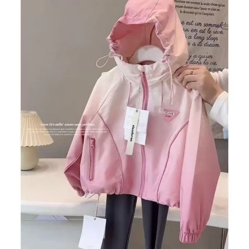 Teenage 2026 Spring and Autumn Girls' Coat New Style Children's Fashion Gradient Hoodie Casual Jacket 110-170CM