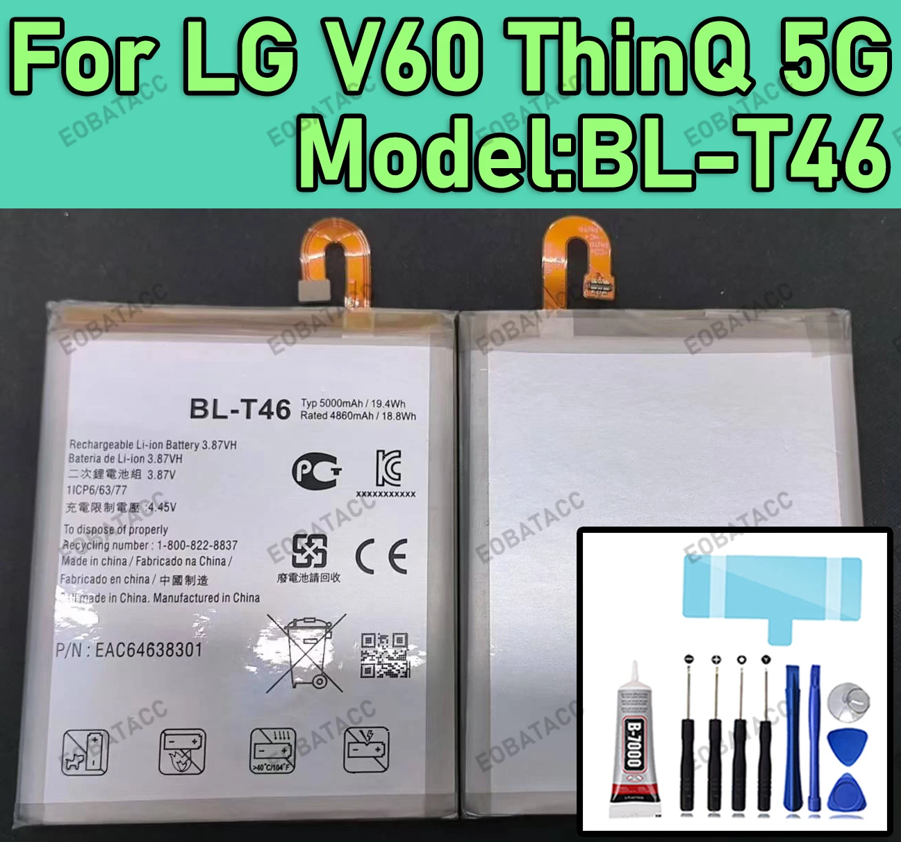 

100% New Zero Cycle BL-T46 Battery For LG V60 ThinQ 5G LMV600VM V600VM V600QM5 Phone Bateria+FreeTools