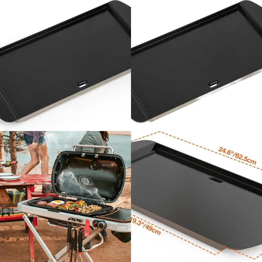 

Portable Gas Grill Full Size Griddle Insert, Outdoor Cooking BBQ Griddle, Black, Ideal for Traveling