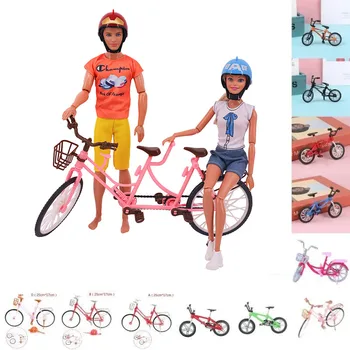 Mixed Style Miniature Doll Accessories Pink Green Plastic Bicycle Outdoor Sports Toys DollHouse Decor For Ken Doll Kids Toy Gift