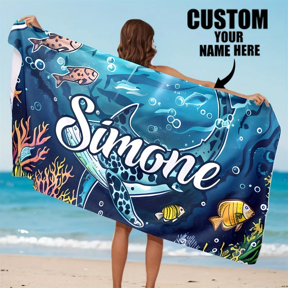 A Custom-name Beach Towel, Personalized Bath Towel, Pool Towel, Vacation Gift, Beach Towel, Holiday Gift